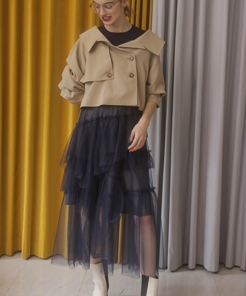 REDYAZEL（レディアゼル）の「チュールティアードスカート（スカート・レディース・グリーン/グレー/ネイビー・SMALL/MEDIUM）」の4枚目の写真