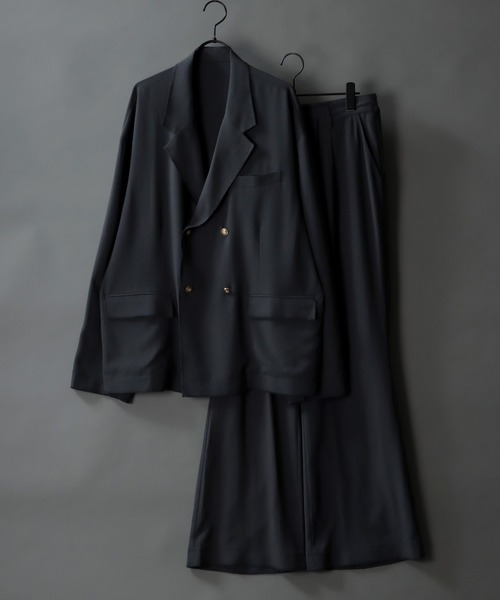 SITRY（シトリー）の「overlock flared pants/別注 オーバーロック タック ワイド フレアパンツ セットアップ対応（スラックス・メンズ・チャコールグレー/ピンク・M/L）」の11枚目の写真