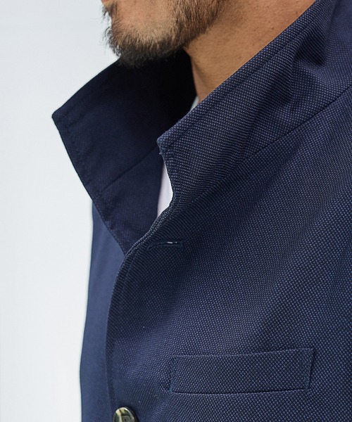 UNION STATION（ユニオンステーション）の「【EFFORTLESS】メランジバーズアイスタンドカラージャケット<セットアップ対応>（テーラードジャケット・メンズ・チャコールグレー/ネイビー・LL/M/L）」の5枚目の写真