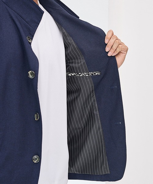 UNION STATION（ユニオンステーション）の「【EFFORTLESS】メランジバーズアイスタンドカラージャケット<セットアップ対応>（テーラードジャケット・メンズ・チャコールグレー/ネイビー・LL/M/L）」の9枚目の写真