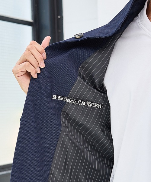 UNION STATION（ユニオンステーション）の「【EFFORTLESS】メランジバーズアイスタンドカラージャケット<セットアップ対応>（テーラードジャケット・メンズ・チャコールグレー/ネイビー・LL/M/L）」の10枚目の写真