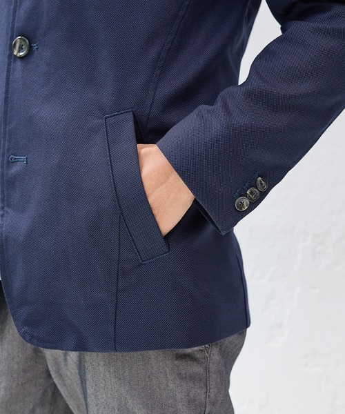 UNION STATION（ユニオンステーション）の「【EFFORTLESS】メランジバーズアイスタンドカラージャケット<セットアップ対応>（テーラードジャケット・メンズ・チャコールグレー/ネイビー・LL/M/L）」の7枚目の写真