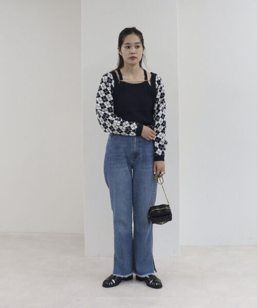 onulsoha（オヌルソハ）の「アーガイルボレロ×タンクセット（ニット/セーター・レディース・グリーン系その他/ブルー系その他3/ブルー系その他・38）」の4枚目の写真