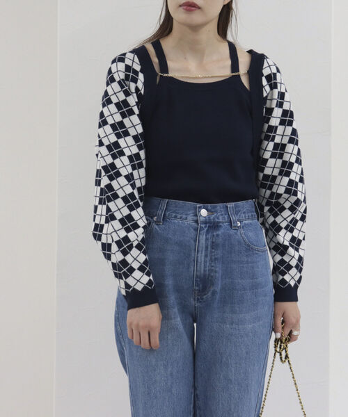 onulsoha（オヌルソハ）の「アーガイルボレロ×タンクセット（ニット/セーター・レディース・グリーン系その他/ブルー系その他3/ブルー系その他・38）」の6枚目の写真