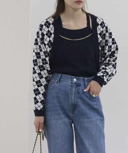 onulsoha（オヌルソハ）の「アーガイルボレロ×タンクセット（ニット/セーター・レディース・グリーン系その他/ブルー系その他3/ブルー系その他・38）」の7枚目の写真