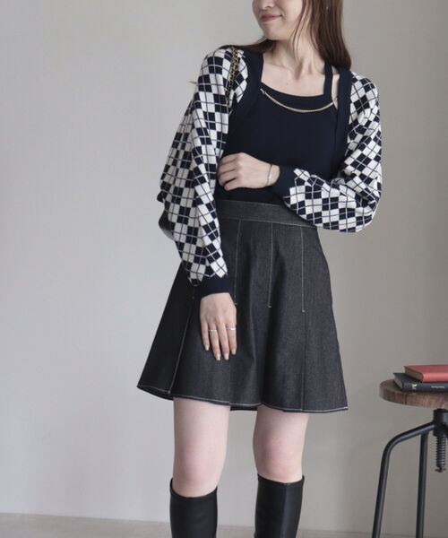 onulsoha（オヌルソハ）の「アーガイルボレロ×タンクセット（ニット/セーター・レディース・グリーン系その他/ブルー系その他3/ブルー系その他・38）」の15枚目の写真