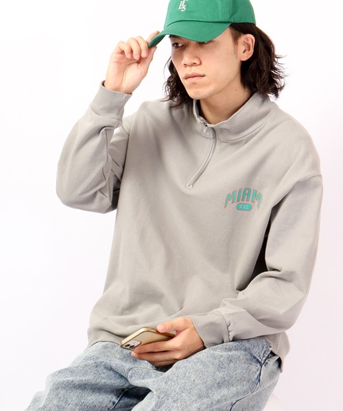 Revo.（レボ）の「Revo. USAコットン×リサイクルコットン ハーフジップスウェット（スウェット・メンズ・ホワイト/グレー/グリーン/パープル/ブラック・1/2）」の3枚目の写真
