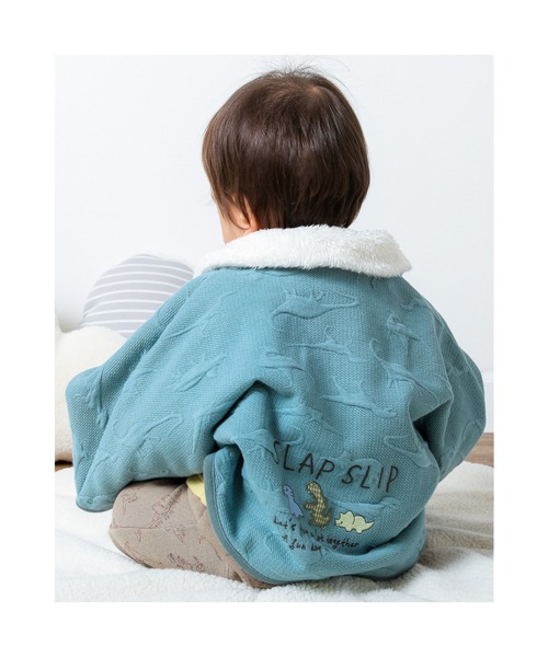 SLAP SLIP BABY（スラップスリップベビー）の「SLAPSLIPBABY/【お揃い】恐竜チェリー総柄キルト刺繍マントベビー(50~90cm)（ポンチョ・キッズ・グリーン系その他/ピンク系その他・ONESIZE）」の4枚目の写真