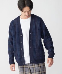 *SHIPS:〈手洗い可能〉ジャカード チェック ニット カーディガン