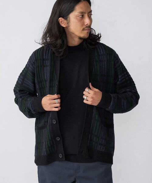 SHIPS（シップス）の「*SHIPS:〈手洗い可能〉ジャカード チェック ニット カーディガン（カーディガン/ボレロ・メンズ・ネイビー/ブラウン/オリーブ・SMALL/MEDIUM/LARGE/X-LARGE）」の12枚目の写真