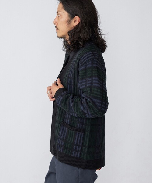 SHIPS（シップス）の「*SHIPS:〈手洗い可能〉ジャカード チェック ニット カーディガン（カーディガン/ボレロ・メンズ・ネイビー/ブラウン/オリーブ・SMALL/MEDIUM/LARGE/X-LARGE）」の13枚目の写真
