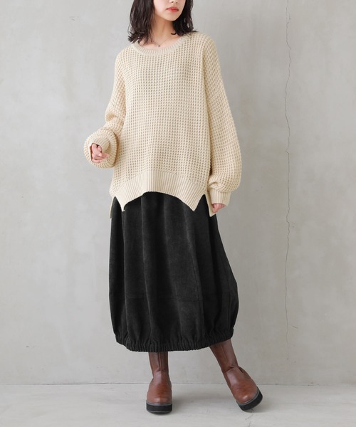 osharewalker(オシャレウォーカー)の「【廃盤】『コクーンコーデュロイスカート』(スカート・レディース・スミクロ/レッド/ベージュ・FREE)」の13枚目の写真