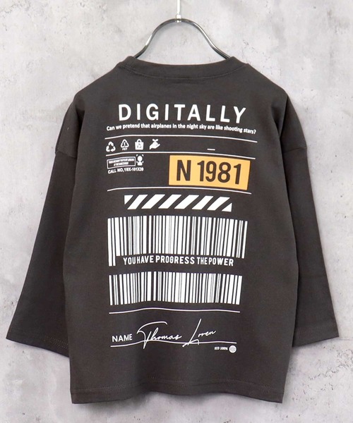 THE CASUAL（カジュアル）の「選べる18カラービッグシルエット9分袖プリントTシャツ（Tシャツ/カットソー・キッズ・ブラック/ダークグリーン系/ベージュ系/グレー系1/グレー系/ブラック系2/ブラック系1/ブラック系/ホワイト系2/ホワイト系1/ホワイト系/チャコール/杢グレー/ブルー/オフホワイト/ブラウン/ベージュ/ダークグリーン/ホワイト系3・110cm/120cm/130cm/140cm/150cm/160cm）」の13枚目の写真