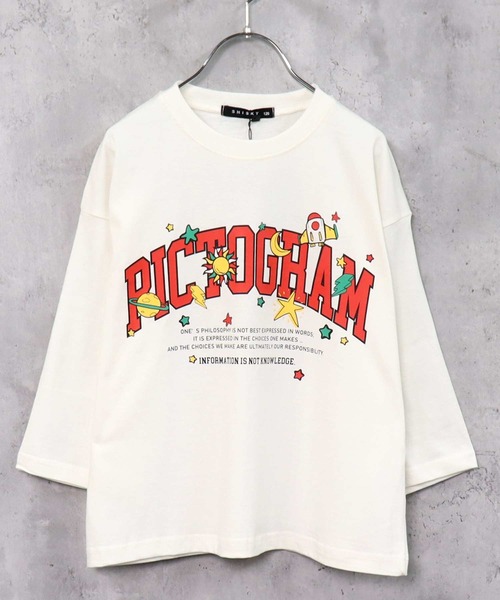 THE CASUAL（カジュアル）の「選べる18カラービッグシルエット9分袖プリントTシャツ（Tシャツ/カットソー・キッズ・ブラック/ダークグリーン系/ベージュ系/グレー系1/グレー系/ブラック系2/ブラック系1/ブラック系/ホワイト系2/ホワイト系1/ホワイト系/チャコール/杢グレー/ブルー/オフホワイト/ブラウン/ベージュ/ダークグリーン/ホワイト系3・110cm/120cm/130cm/140cm/150cm/160cm）」の20枚目の写真