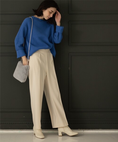 OPAQUE.CLIP（オペークドットクリップ）の「◆【エマール検証済 洗える】【ネオサーモ】オックス イージーストレートワイドパンツ（その他パンツ・レディース・ブラック/アイボリー/ナチュラル/ライトパープル/ライトイエロー系8/ライトブルー/ライトグリーン系・36/42/38/40/34）」の9枚目の写真