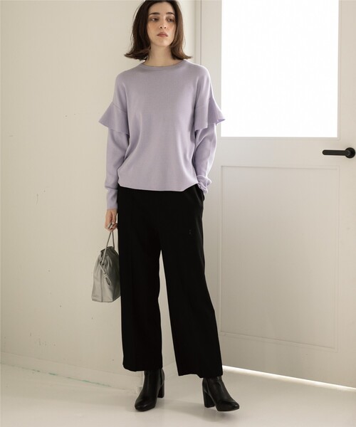 OPAQUE.CLIP（オペークドットクリップ）の「◆【エマール検証済 洗える】【ネオサーモ】オックス イージーストレートワイドパンツ（その他パンツ・レディース・ブラック/アイボリー/ナチュラル/ライトパープル/ライトイエロー系8/ライトブルー/ライトグリーン系・36/42/38/40/34）」の16枚目の写真