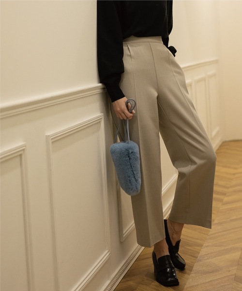 OPAQUE.CLIP（オペークドットクリップ）の「◆【エマール検証済 洗える】【ネオサーモ】オックス イージーストレートワイドパンツ（その他パンツ・レディース・ブラック/アイボリー/ナチュラル/ライトパープル/ライトイエロー系8/ライトブルー/ライトグリーン系・36/42/38/40/34）」の4枚目の写真