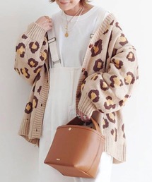 CORNERS by yui レオパード柄ボリューム袖カーディガン
