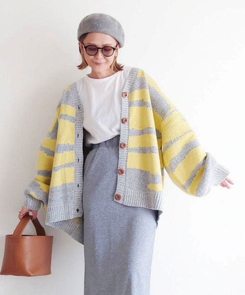 CORNERS（コーナーズ）の「CORNERS by yui　レオパード柄ボリューム袖カーディガン（カーディガン/ボレロ・レディース・ベージュ/イエロー/ブルー/グレー・M）」の19枚目の写真