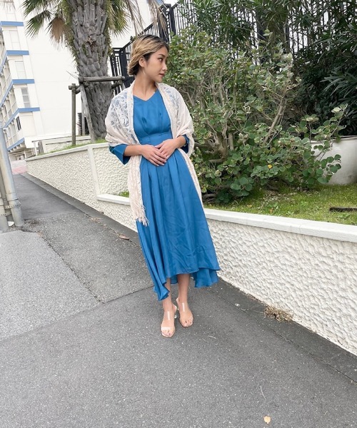 美品☆デミパフミンク 大判ショール 襟付きリボン付き 美品