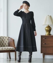 AND COUTURE | ウエストリブ配色ステッチワンピース(ワンピース)