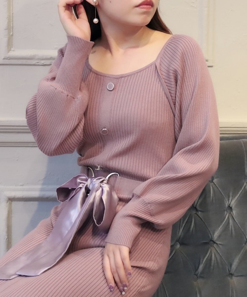 ASTORIA ODIER(アストリアオディール)の「サテンリボンニットワンピース(ワンピース・レディース・アイボリー/ネイビー/ピンク/ブルー/ピンクベージュ・MEDIUM)」の19枚目の写真