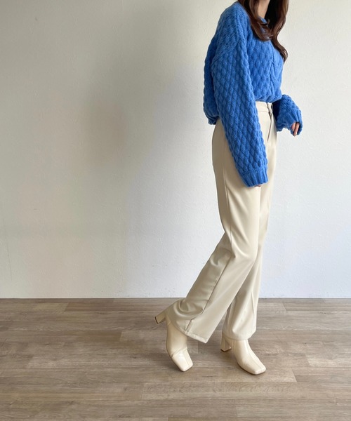 ISOOK(アイスー)の「【ZOZO限定】Poko Poko cable knit / ポコポコケーブルニット(ニット/セーター・レディース・ブルー/ブラック・FREE)」の10枚目の写真