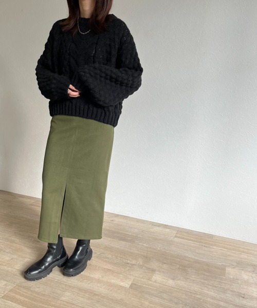 ISOOK(アイスー)の「【ZOZO限定】Poko Poko cable knit / ポコポコケーブルニット(ニット/セーター・レディース・ブルー/ブラック・FREE)」の17枚目の写真