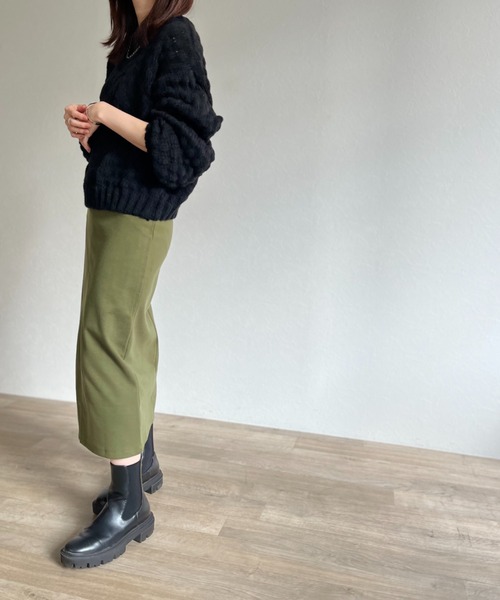 ISOOK(アイスー)の「【ZOZO限定】Poko Poko cable knit / ポコポコケーブルニット(ニット/セーター・レディース・ブルー/ブラック・FREE)」の9枚目の写真