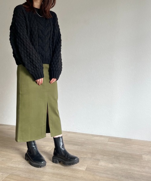 ISOOK(アイスー)の「【ZOZO限定】Poko Poko cable knit / ポコポコケーブルニット(ニット/セーター・レディース・ブルー/ブラック・FREE)」の13枚目の写真