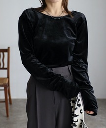 ap retro | ロングスリーブベロアカットソー　背中開き(Tシャツ/カットソー)