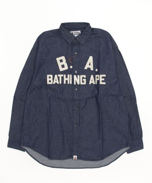 A BATHING APE（アベイシングエイプ）の「B.A LOOSE FIT DENIM SHIRT  M（シャツ/ブラウス・メンズ・インディゴブルー/ブラック・LARGE/SMALL/MEDIUM/X-LARGE/XX-LARGE）」の4枚目の写真