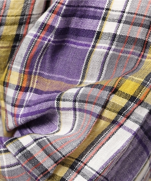 OUTLET（アウトレット）の「【CIAOPANIC TYPY】チェックフレンチ麻シャツ（シャツ/ブラウス・メンズ・ネイビー/パープル・LARGE）」の11枚目の写真