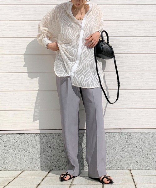 Q（キュー）の「シアージャガードシャツ（シャツ/ブラウス・レディース・ブラック/アイボリー・MEDIUM）」の14枚目の写真