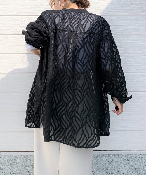 Q（キュー）の「シアージャガードシャツ（シャツ/ブラウス・レディース・ブラック/アイボリー・MEDIUM）」の8枚目の写真