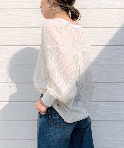 Q（キュー）の「シアージャガードシャツ（シャツ/ブラウス・レディース・ブラック/アイボリー・MEDIUM）」の9枚目の写真