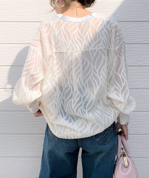 Q（キュー）の「シアージャガードシャツ（シャツ/ブラウス・レディース・ブラック/アイボリー・MEDIUM）」の10枚目の写真