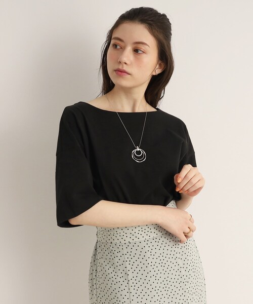 SHOO・LA・RUE(シューラルー)の「◆USAコットン 天竺トップス(Tシャツ/カットソー・レディース・ブラック/チャコールグレー/ブラック系2/ブルー系2/ピンク系7/ホワイト・02/03/04)」の1枚目の写真