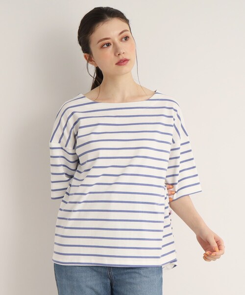 SHOO・LA・RUE(シューラルー)の「◆USAコットン 天竺トップス(Tシャツ/カットソー・レディース・ブラック/チャコールグレー/ブラック系2/ブルー系2/ピンク系7/ホワイト・02/03/04)」の7枚目の写真