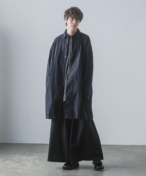 24SS タグ付未着用 クジャク ロングシャツコート KJ_014 ナイロン KUUUPY（クーピー）の「Nylon Washer Long Shirts Jacket