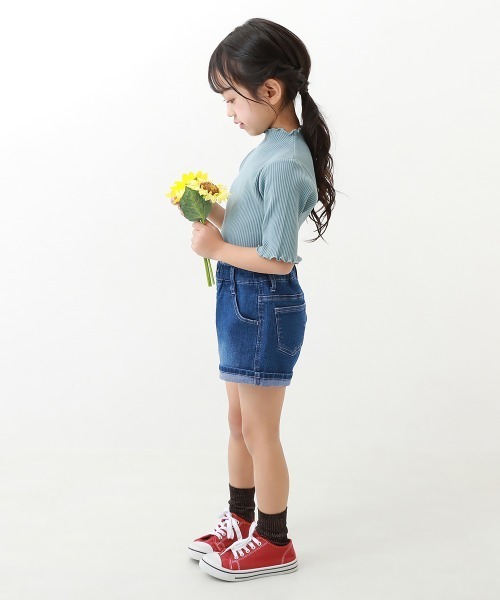 devirock(デビロック)の「楽デニム 折り返しデニムショートパンツ(デニムパンツ・キッズ・サックスブルー/ネイビー/ブルー系その他・100cm/110cm/120cm/130cm/140cm/150cm/160cm)」の4枚目の写真