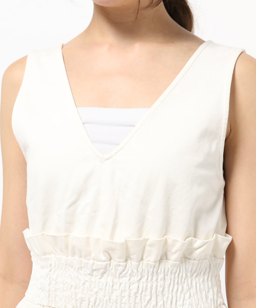 mystic（ミスティック）の「ウエストシャーリングノースリーブサロペット（サロペット/オーバーオール・レディース・ブルー/ネイビー/オフホワイト・ﾌﾘ-）」の4枚目の写真