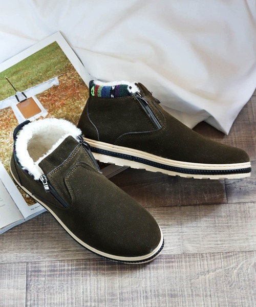 AAA+（サンエープラス）の「ふわふわボアが暖かい ダブルジップムートンブーツ（ブーツ・メンズ・ブラウン/ベージュ/ネイビー/ブラック/グレー/カーキ/ダークブラウン・36/41/42/43/39/38/37/40/44）」の6枚目の写真