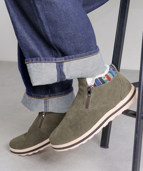 AAA+（サンエープラス）の「ふわふわボアが暖かい ダブルジップムートンブーツ（ブーツ・メンズ・ブラウン/ベージュ/ネイビー/ブラック/グレー/カーキ/ダークブラウン・36/41/42/43/39/38/37/40/44）」の10枚目の写真