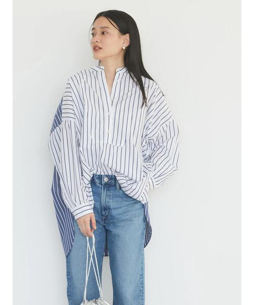 AMERICAN HOLIC(アメリカンホリック)の「イージーケアバンドカラーBIGシャツチュニック(シャツ/ブラウス・レディース・ブルー系その他4/ブルー系その他7/サックスブルー/ピンク/イエロー・L/M)」の9枚目の写真