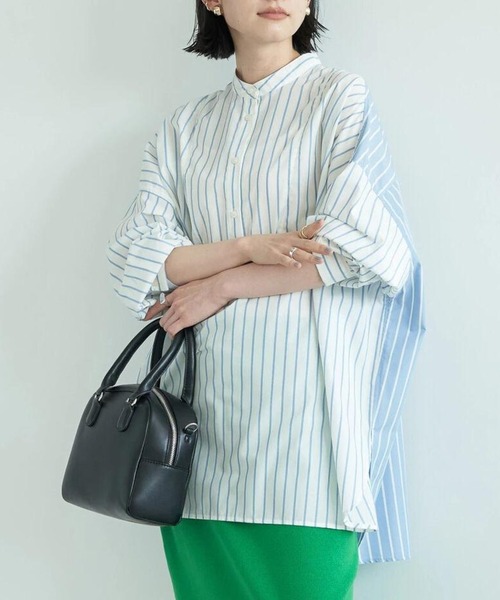 AMERICAN HOLIC(アメリカンホリック)の「イージーケアバンドカラーBIGシャツチュニック(シャツ/ブラウス・レディース・ブルー系その他4/ブルー系その他7/サックスブルー/ピンク/イエロー・L/M)」の4枚目の写真