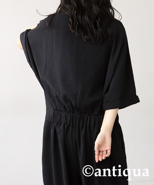 antiqua（アンティカ）の「半袖オールインワン（つなぎ/オールインワン・レディース・ブラック・FREE）」の5枚目の写真