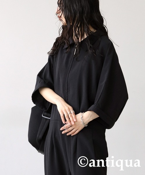 antiqua（アンティカ）の「半袖オールインワン（つなぎ/オールインワン・レディース・ブラック・FREE）」の8枚目の写真