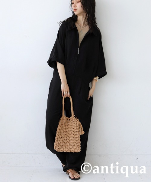 antiqua（アンティカ）の「半袖オールインワン（つなぎ/オールインワン・レディース・ブラック・FREE）」の12枚目の写真