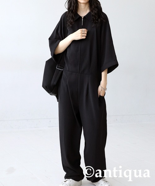 antiqua（アンティカ）の「半袖オールインワン（つなぎ/オールインワン・レディース・ブラック・FREE）」の6枚目の写真